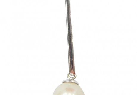 .02 ct Diamond & Pearl Drop Pendant 14K White Gold