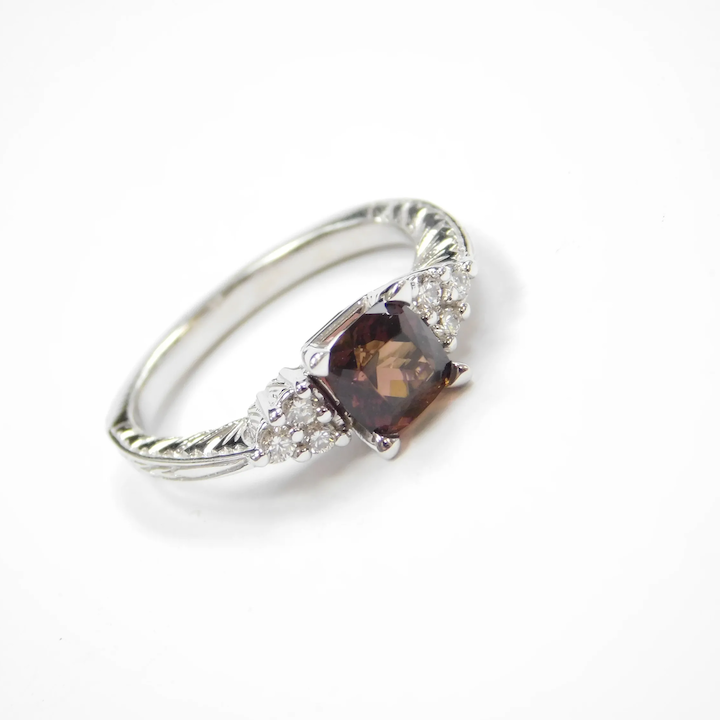 Buy Rhodolite Garnet Natural Diamond Ring Vintage Halo White Gold Pink  Purple Round Pink Alternative Engagement 12981 8122 Online in India - Etsy