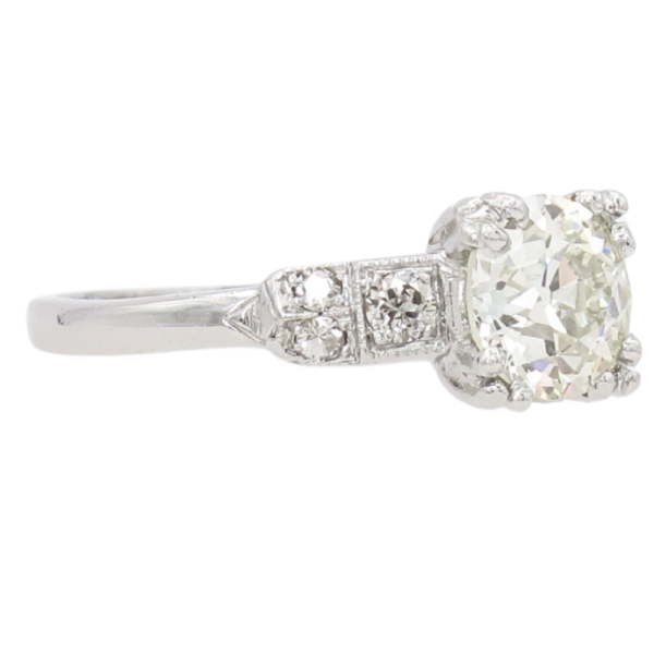 1.15ctw Old Euro Diamond Art Deco Engagement Ring Platinum GIA (1)