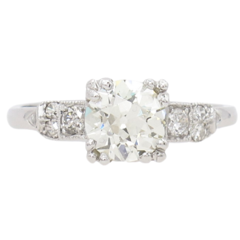 1.15ctw Old Euro Diamond Art Deco Engagement Ring Platinum GIA (2)