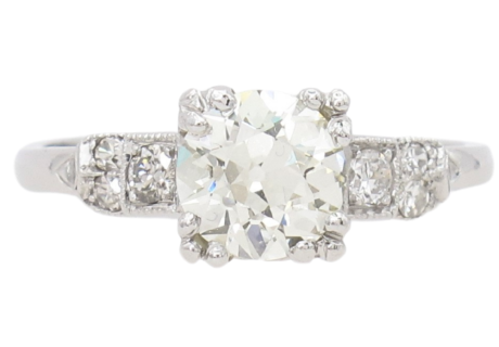 1.15ctw Old Euro Diamond Art Deco Engagement Ring Platinum GIA (2)