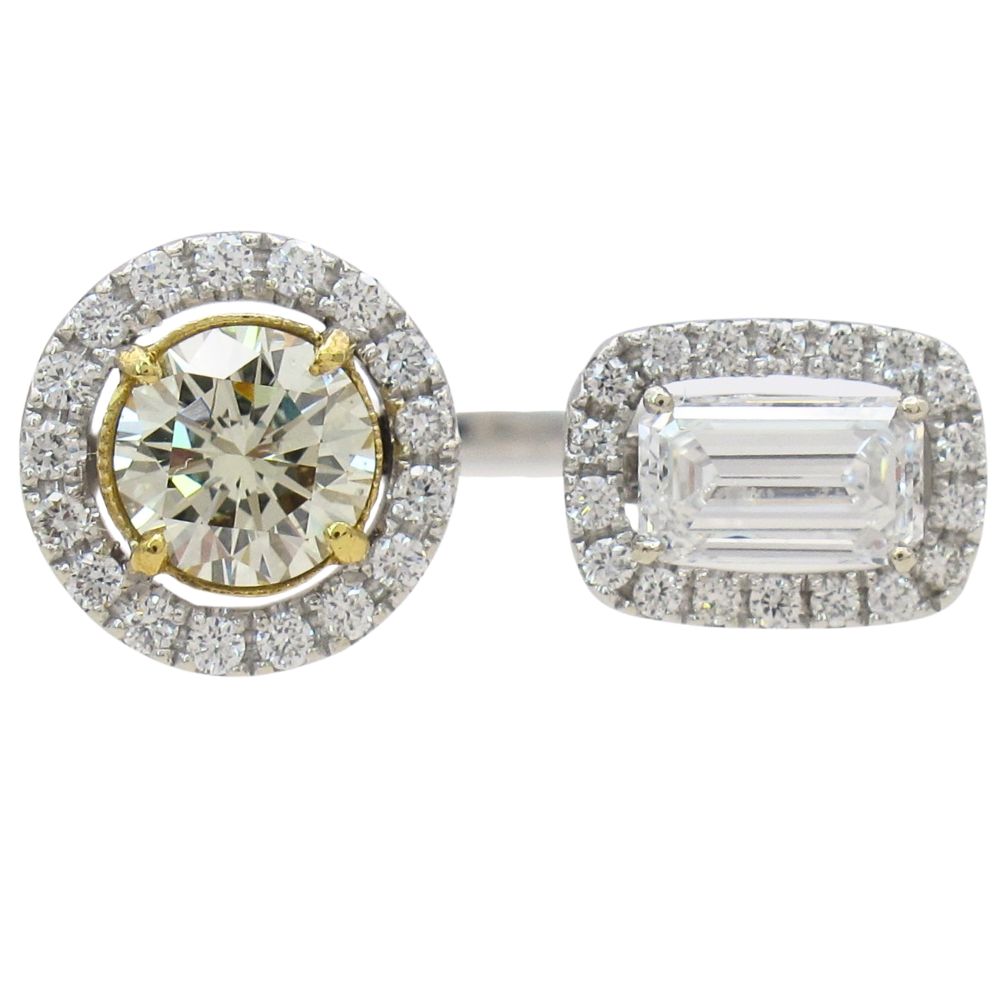 1.17ctw Two Stone Halo “Toi Et Moi” Ring 14k & 22k
