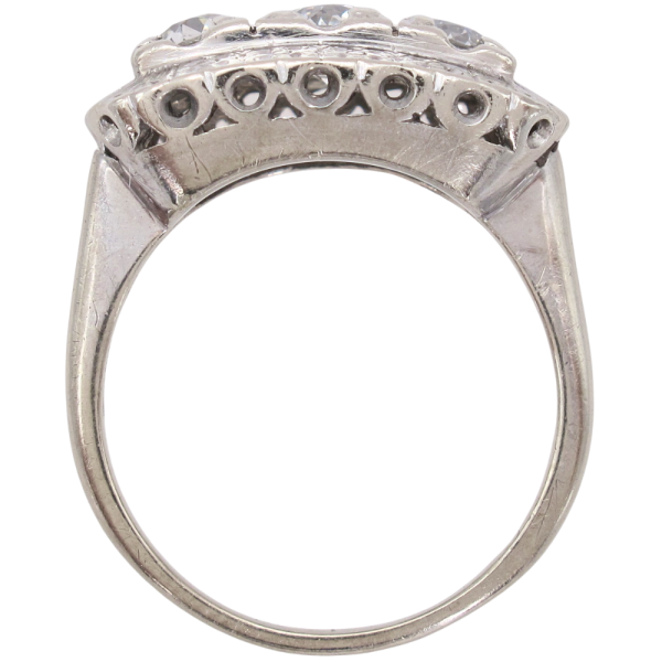 1.22ctw Three Diamond Mid-Century Ring 14K White Gold Profile (1)