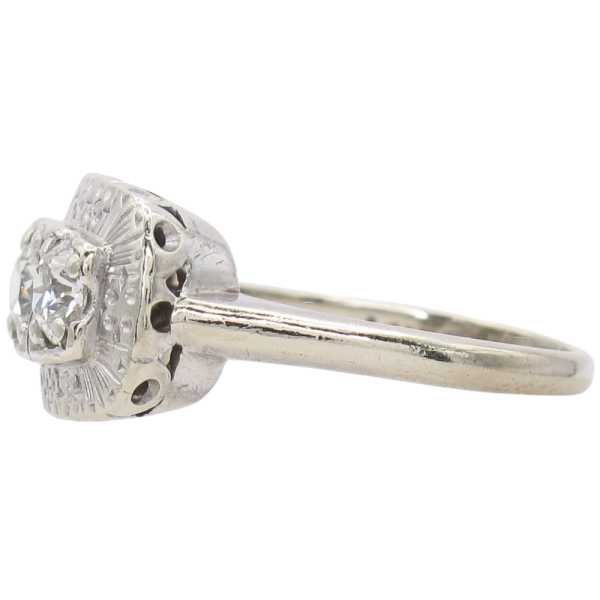 1.22ctw Three Diamond Mid-Century Ring 14K White Gold Profile (2)