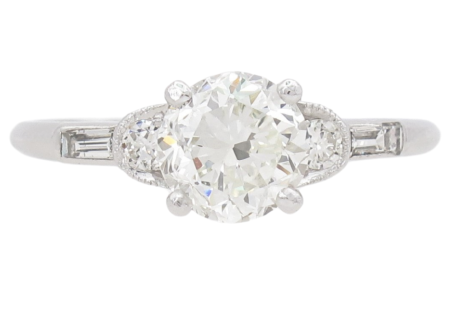 1.36ctw Diamond Art Deco Engagement Ring Platinum GIA front