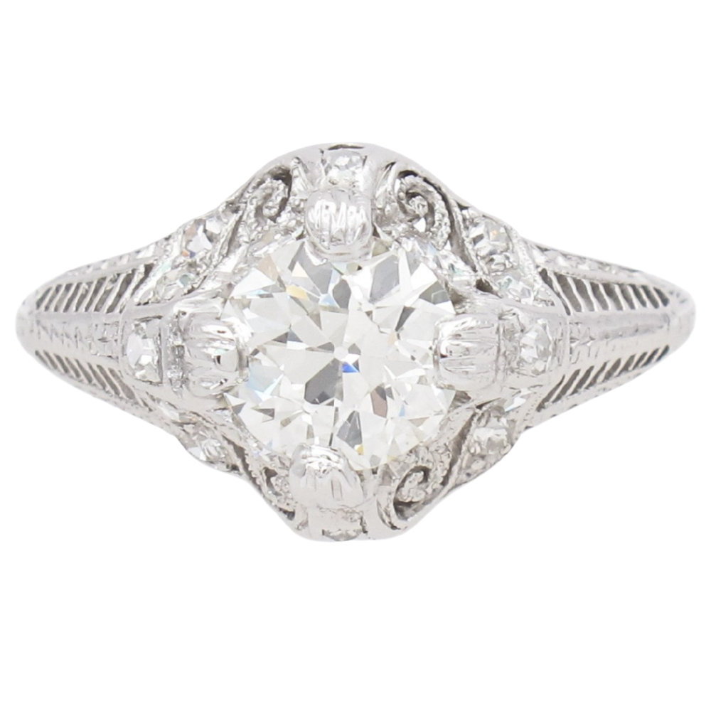 1.37ctw GIA Diamond Edwardian Engagement Ring