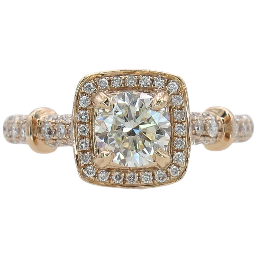 1.42ctw Diamond Halo Engagement Ring 14k GIA