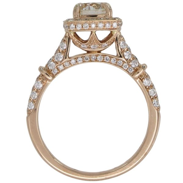 1.42ctw Diamond Halo Engagement Ring 14k Rose Gold GIA Profile
