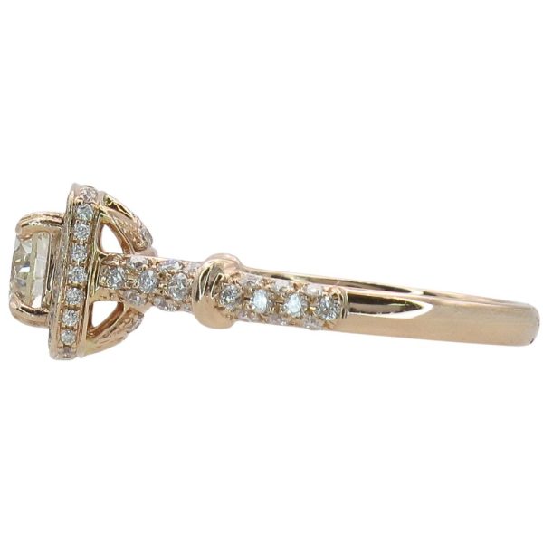 1.42ctw Diamond Halo Engagement Ring 14k Rose Gold GIA Side Detail