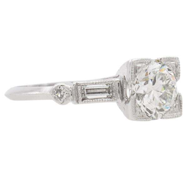 1.46ctw Round Diamond Art Deco Engagement Ring Platinum GIA side (1)