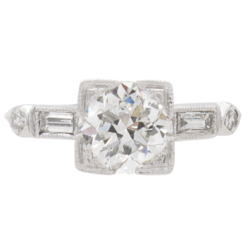 1.46ctw Round Diamond Art Deco Engagement Ring Platinum GIA side (2)