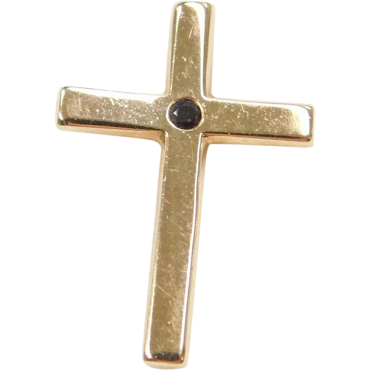 .025 Carat Black Diamond Cross Gold Pendant
