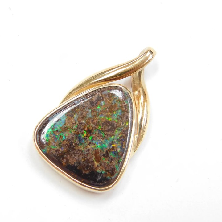 14k Gold Rope Framed Opal Pendant Necklace | eBay