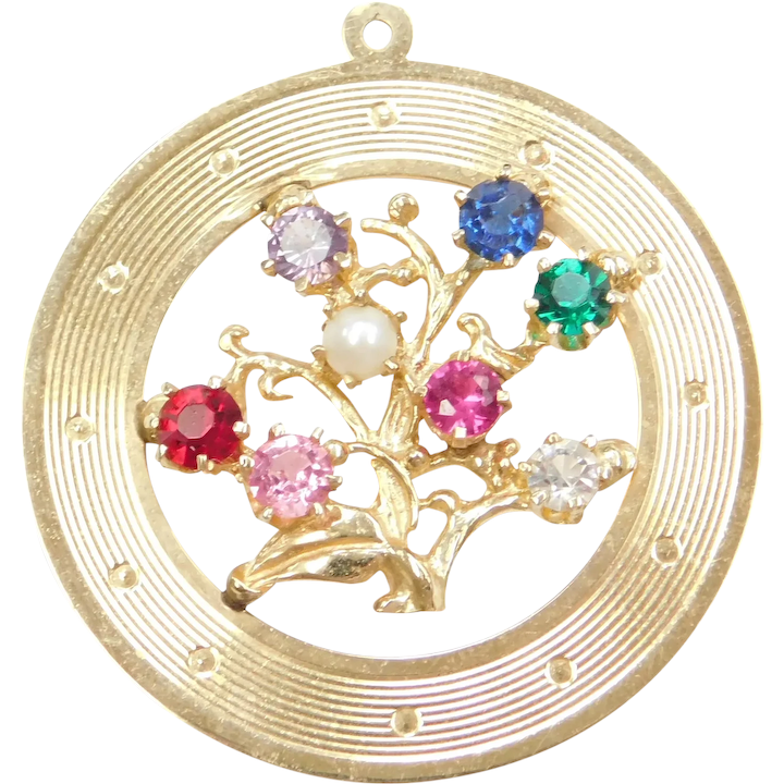 14k Gold Colorful Tree of Life Disk Charm