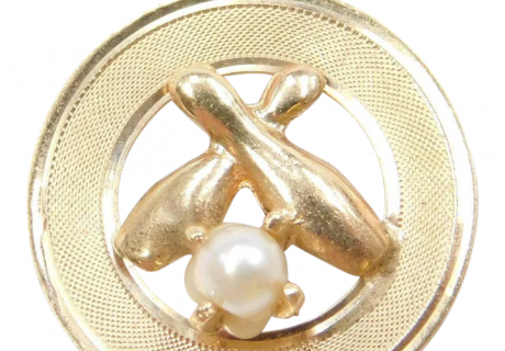 14k Gold Cultured Pearl Bowling Pins Charm