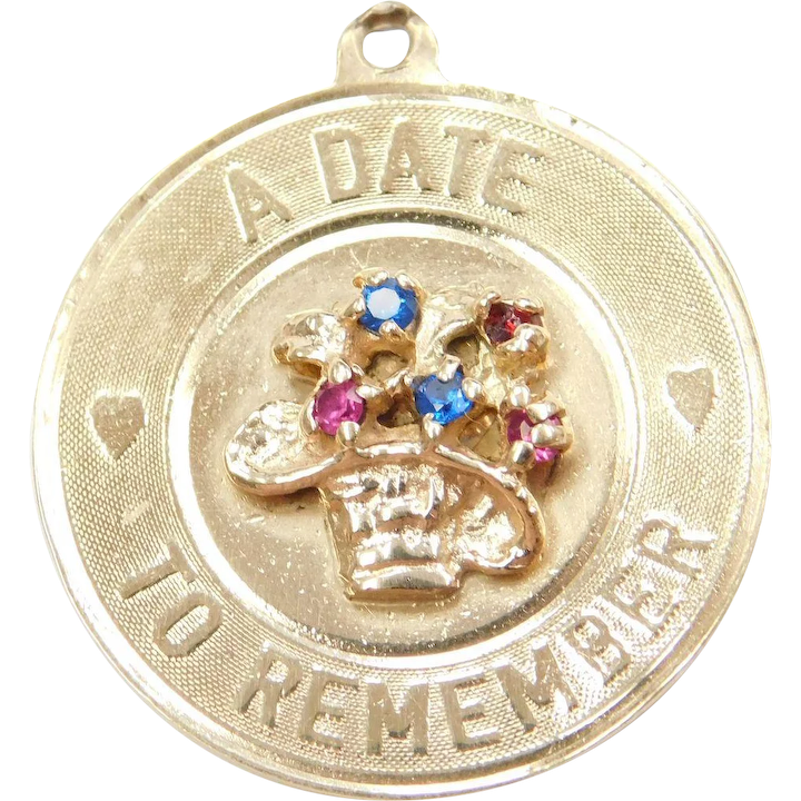 14k Gold A Date To Remember Charm Anniversary