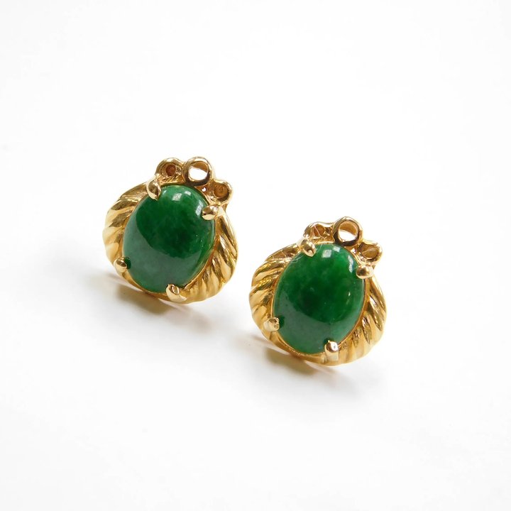 Antique Art Deco Untreated Jade Earrings Antique Jade Diamond Earrings -  Ruby Lane