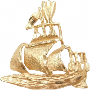 14k Gold Pirate Ship Pendant