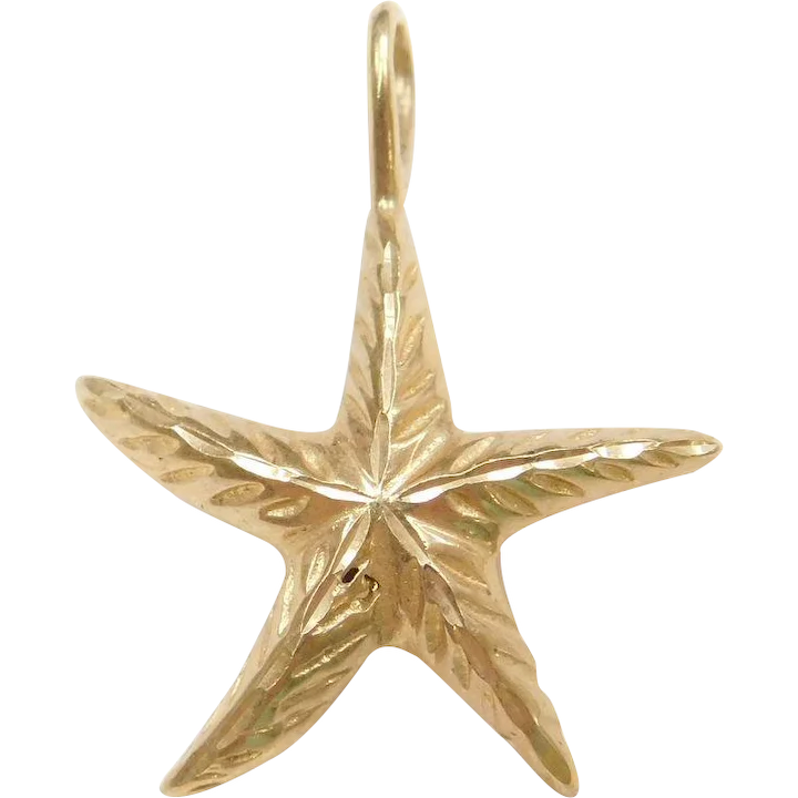 14k Gold Starfish Charm