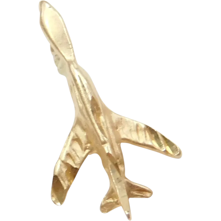 14k Gold Tiny Airplane Charm