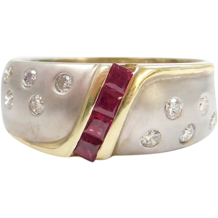 14k Gold Two-Tone .57 ctw Ruby and Diamond Ring