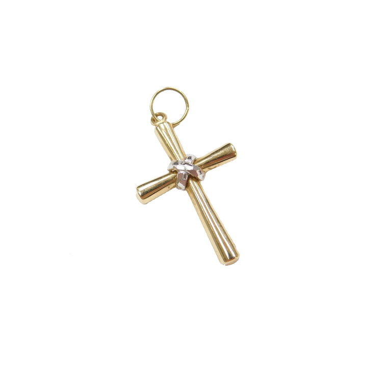 Mens Two Tone Gold Stainless Steel Crucifix Pendant Necklace