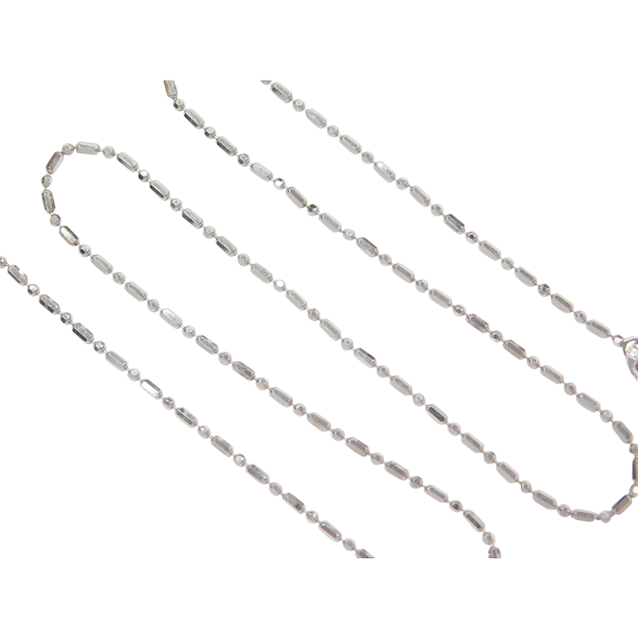 15 1/2″ 18k White Gold Bead Chain ~ 3.4 Grams