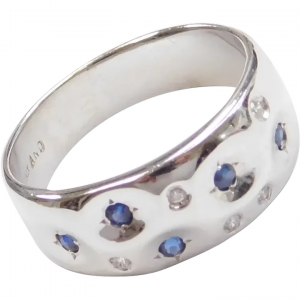 .15 ctw Natural Sapphire and Diamond Ring 14k White Gold