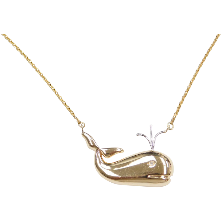 Whale Necklace with Diamond Accent