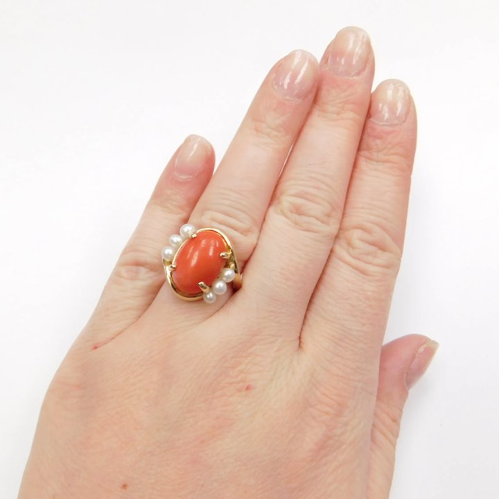Natural Handmade red coral ring | Munga ring