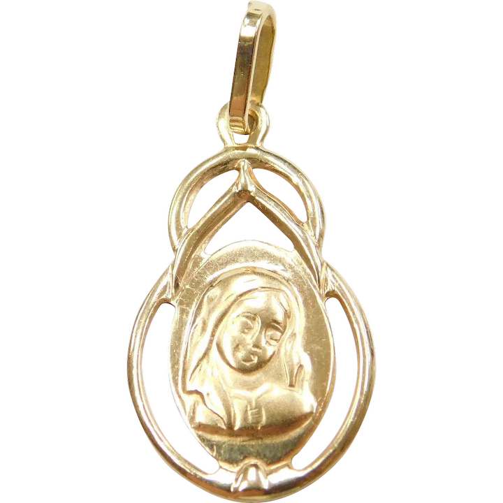 18k Gold Virgin Mary Charm / Pendant