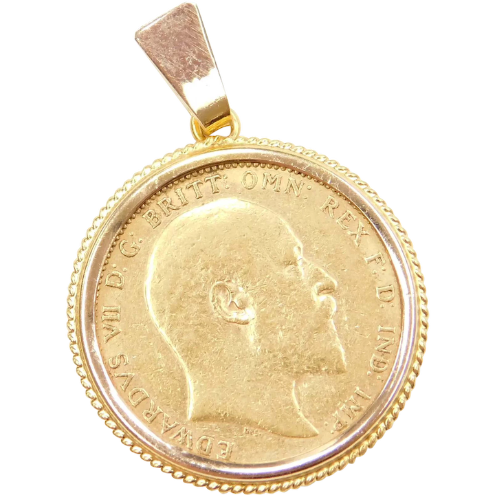 Buy 1902 British Sovereign Coin Pendant 14k & 22k Gold Online | Arnold ...