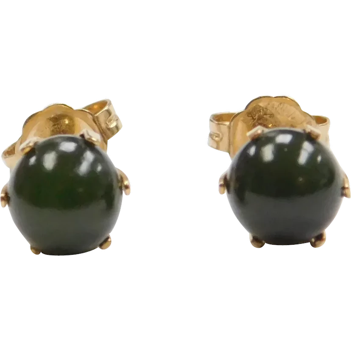 1950’s 14k Gold Jade Stud Earrings
