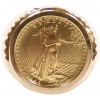 1987 1/10 Oz Fine Gold $5 Dollar American Gold Eagle Coin Ring Fine 24k Gold and 14k Yellow Gold