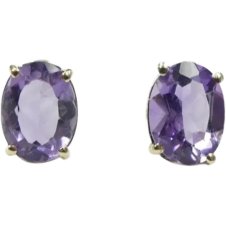 2.40ctw Amethyst Solitaire Earrings 14K Yellow Gold – February Birthstone