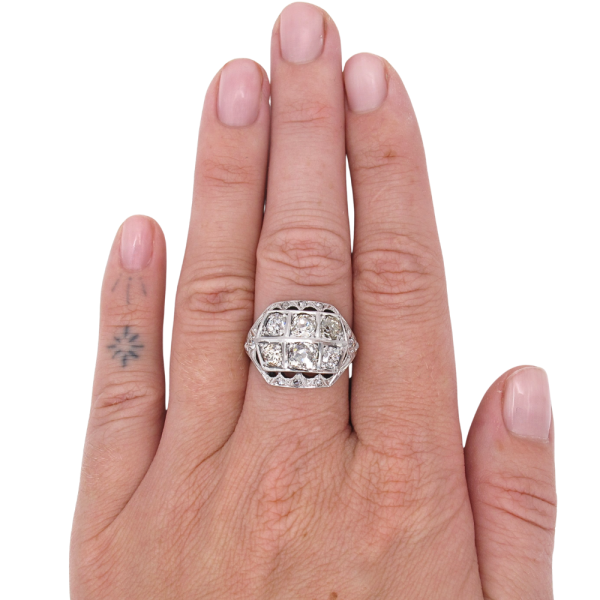 2.08ctw Diamond Edwardian Ring 14k Gold & Platinum Modeled