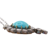 2.10ctw Persian Turquoise Diamond Halo Edwardian Necklace 14K Gold with Sterling Silver Side