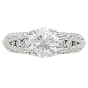 2.5ctw Milgrain Detail Round Diamond Engagement Ring 14K White Gold front