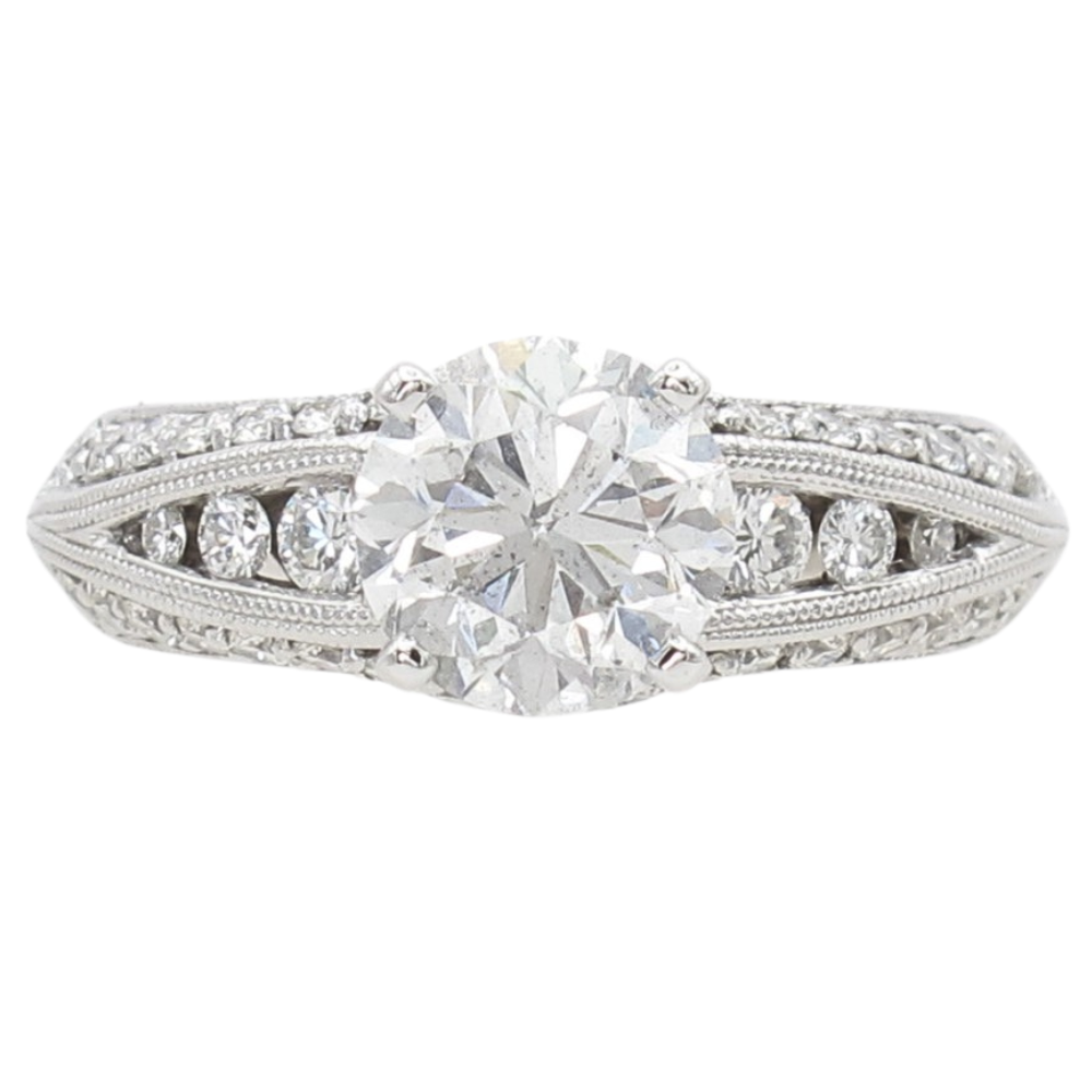 2.5ctw Milgrain Detail Round Diamond Engagement Ring 14K