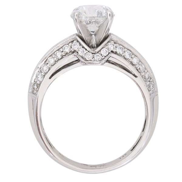 2.5ctw Milgrain Detail Round Diamond Engagement Ring 14K White Gold profile