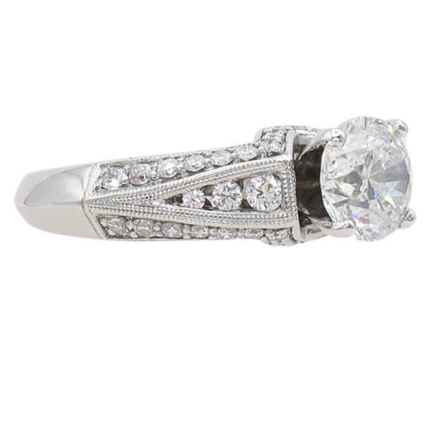 2.5ctw Milgrain Detail Round Diamond Engagement Ring 14K White Gold side