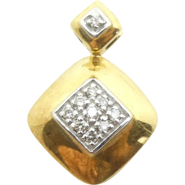 .20 ctw Diamond Square Pendant 18k Two-Tone Gold