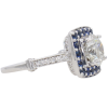 3.56ctw Diamond & Sapphire Halo Engagement Ring 14K White Gold Detail