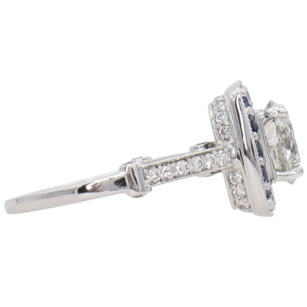 3.56ctw Diamond & Sapphire Halo Engagement Ring 14K White Gold Side