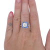 3.56ctw Diamond & Sapphire Halo Engagement Ring 14K White Gold Worn