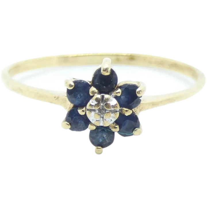 .31 ctw Blue Spinel & Diamond Flower Cluster Ring 14k