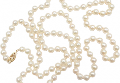 31″ Long Cultured Pearl Strand 14k Gold Filigree Clasp
