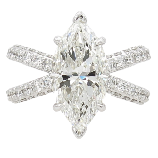 4.52ct Diamond Marquise Engagement Ring 14K White Gold GIA side (2)