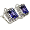 4.7ctw Emerald Cut Alexandrite Halo Vintage Earrings 18K Side