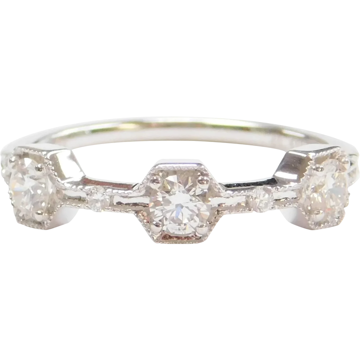 .50 ctw Diamond Hexagon Wedding Ring 14k